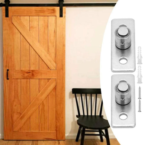 2 Pack Stainless Steel Barn Door Floor Guide Set With Flush Mount Stay Roller And Wall Mount Guide Bottom Adjustable Roller