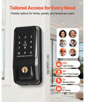 Sleek Matte Black Keyless Entry Door Lock With IC Card Reader And Touchpad Keypad, 100 codes, reliable electronic deadbolt.