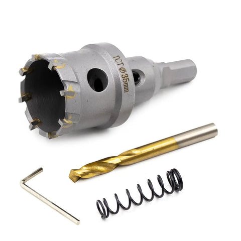 35mm carbide hole saw from 10 Piece Hole Saw Set With Carbide Bits And Titanium Plated Center Drill For Stainless Steel, Metal.