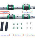 2 Pack HGR15 Linear Rail Kit With 4 HGH15CA Bearing Blocks 300mm Rails 11.81 Inch Long, includes dust covers and grease nipples.