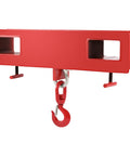Red Forklift Lifting Hook 4400 LB Capacity Heavy Duty Hoist With Swivel Hook Two Large T Screws Forklift Lifting Attachment For Mobile Crane Use Durable Carbon Steel Powder Coated, front view