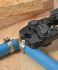 Pinch Clamp Removal Tool For PEX Cinch Clamps, Easy Grip Pro Tool removing clamps from blue PEX pipes