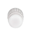 Top view of Half Inch Flair It Female End Cap for PEX and gray tubing, leak resistant, no crimp, for RV plumbing fitting termination.