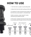 Two Pack Push Fit Ball Nose Spring Plungers With M12x1.5 Threads Carbon Steel Self Locking Indexing Plungers With Knob Positioning Pin And Lock Nut For Industrial Equipment Built Tough For Precise Adjustments And Quick Locking shown with usage instructions and diagrams.