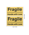 6 Pack Yellow PVC Fragile Shipping Labels with Adhesive Warning Stickers for Moving Boxes and Warehouses, High Visibility Packing Labels for Efficient Shipping and Handling, Bulk Package Stickers. Yellow 5x8cm fragile labels with "Handle with Love" text