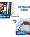 Pro Grade Stainless Steel 12 Inch Heavy Duty Window Squeegee For Streak Free Glass Cleaning Tough Handle With Ergonomic Grip Industrial Window Tool instructions on changing blade