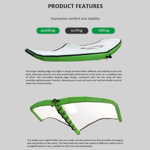 Portable Wing Foil Sail For Kitesurfing With Window View, 4.2 Square Meter Deflatable Wind Wing Foil Backpack shown from side