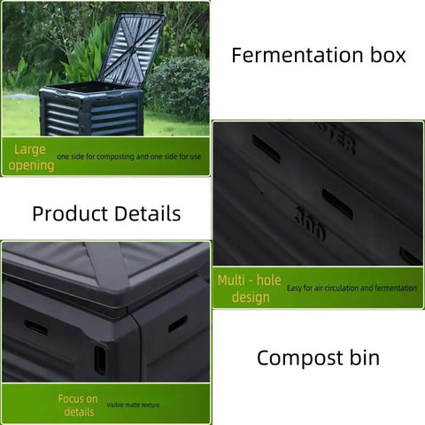 300L Outdoor Compost Bin Heavy Duty Plastic With Huge Capacity For Garden And Yard Tumbler Style Fertilizer Box in yard
