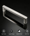 10 Pack Five Inch Hole Centers Brushed Nickel Cabinet Pulls Stainless Steel Square Kitchen Drawer Pulls angled view