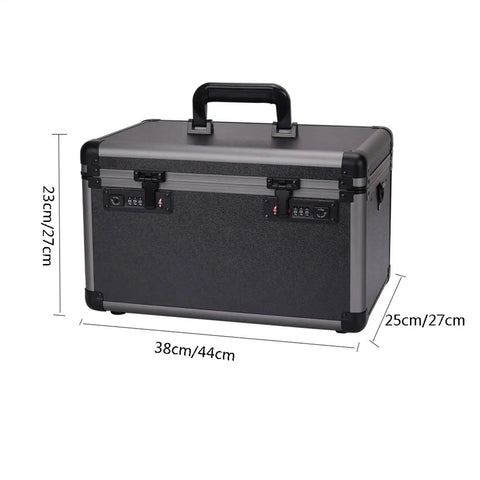 Rugged Aluminum Tool Case Portable Toolbox With Removable Foam For Tools And Gear Hard Storage Chest Dual Password Lock