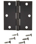 Interior Door Hinges Square 3.5 Inch Matte Black Pack Of 12 With 72 Mounting Screws Durable Steel Construction front view