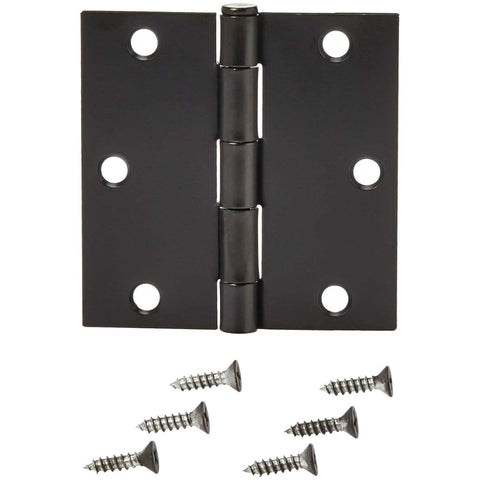 Interior Door Hinges Square 3.5 Inch Matte Black Pack Of 12 With 72 Mounting Screws Durable Steel Construction front view