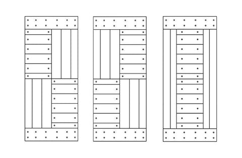 Solid Wood Double Sliding Barn Door Kit With Hardware - Two 24x84 Panels Total 48x84, Multi Color Finish, front schematic view