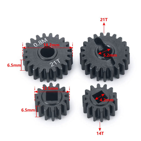 Steel Overdrive Portal Gears Set 0.8M 14T 21T Drive Gears For 1 To 10 Scale RC SCX10 Capra AXI03004 AXI03000 Upgrade