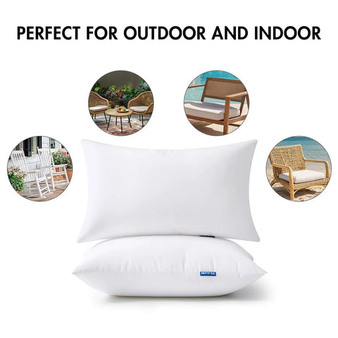 Two Pack 12x20 Inch Outdoor Throw Pillows Waterproof for Patio and Garden, Soft But Supportive Cushions, Weather Resistant