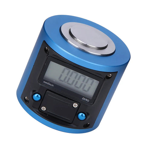 Blue Digital Z Axis Presetter With 0 To 2mm Travel, Magnetic Positioning Tool, 0.01mm Resolution For Dial Indicators, Large LCD Display