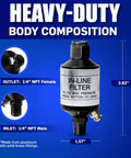 Inline Moisture Separator And Air Dryer With Push Button Drain Valve 1 Quarter Inch NPT for HVLP Spray Gun and Plasma Cutter