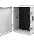 Open view of heavy duty outdoor electrical box with waterproof ABS enclosure ventilated weatherproof housing and mounting plate