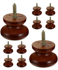 10 Pack Rock Solid Round Wooden Cabinet Knobs Featuring Natural Grain And Smooth Grip Single Hole Furniture Drawer Pulls For Kitchen Cupboard Refresh And Wardrobe Doors Top Notch Hardware displayed with two larger and five smaller knobs.