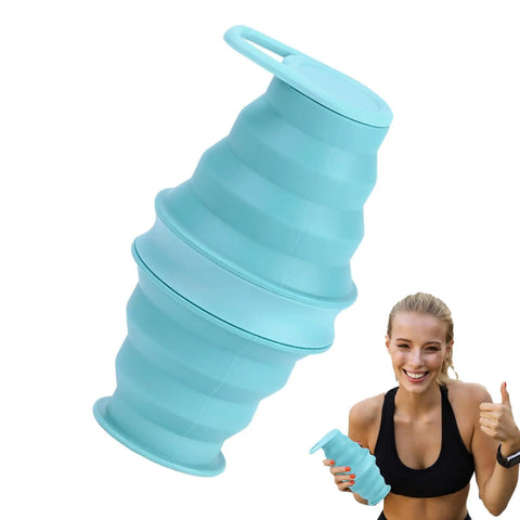 Foldable Silicone Water Bottle For Travel And Gym, Ultra Lightweight Leak Proof Hydration Flask, woman holding reusable bottle