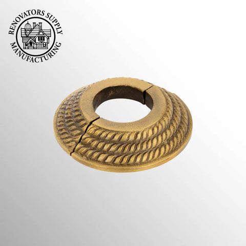 Aluminum Escutcheon Plate 3.13 Inch Outer Diameter Radiator Flange With Lacquered Antique Gold Finish, triple rope design