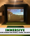 Golf Simulator Cage With Padded DIY Premium Poly Spacer Screen in indoor setup, showcasing immersive screen projection.