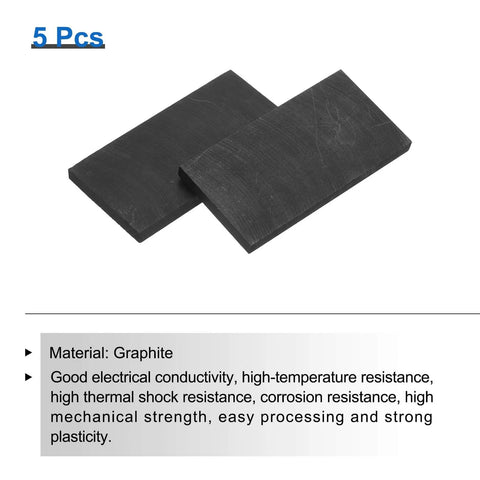Go To Rectangle Graphite Block Ingot Set For Melting, Casting And Electrolysis, High Purity Graphite Plate Sheet 67x35x5mm, Black, Pack Of 5