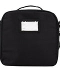 Black heavily padded regulator bag for scuba gear with shoulder strap and ID window; made from recycled fabrics with D rings visible.