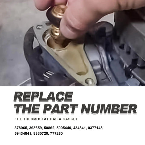 Beefy Thermostat With Gasket Replacement For Johnson Evinrude Outboard Motors 1959 To 1995 shown in engine installation