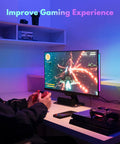 Two Pack RGB Under Monitor Lights With 353 Color Modes And Remote Control for gaming setup illuminating a desk
