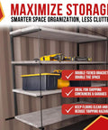 4 Pack Heavy Duty Shelf Brackets With Hooks For Shipping Containers And Trailers Rock Solid Black Powder Coated Steel, double-tiered storage.