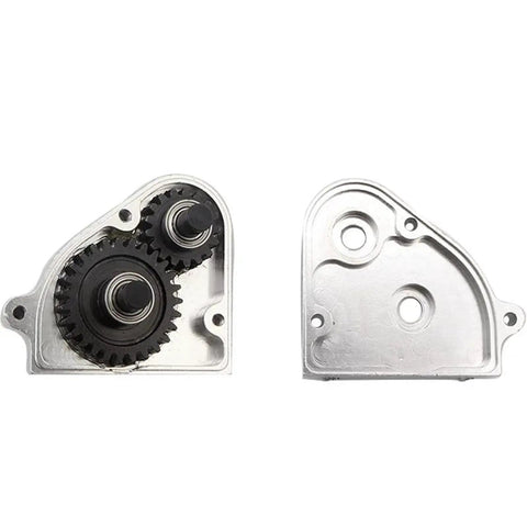 RC Transmission Gearbox For MN86 Series 1/12 Scale Crawler Cars, Beefed-Up Metal Transfer Case Upgrade, Direct Power Delivery, High Strength Shell, Impact And Sand Wear Resistant, Silver, open gears shown