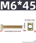 M6 x 45mm bed frame bolt and nut with dimensions for Bed Frame Bolts And Nuts Kit For Wood Furniture, 10 Piece M6 X 45mm Barrel Bolts, Screws And Nuts Set