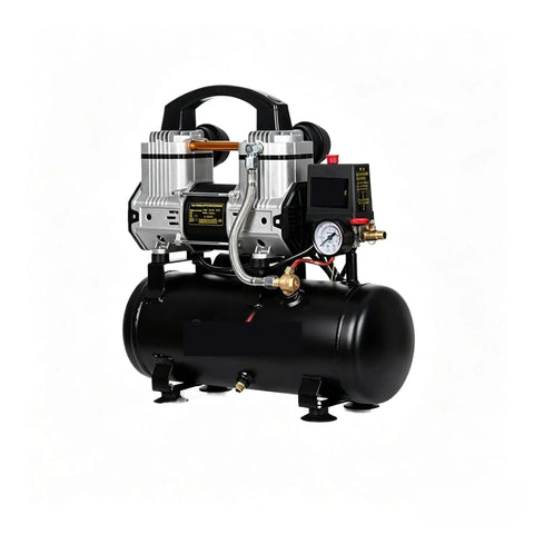 Whisper Quiet 220V Air Compressor 8L Tank Silent Oil Free Pump For Industrial Use 600 Watt Motor Compact Design Low Noise Operation High Performance Efficiency Reliable And Durable For Workshop Jobs
