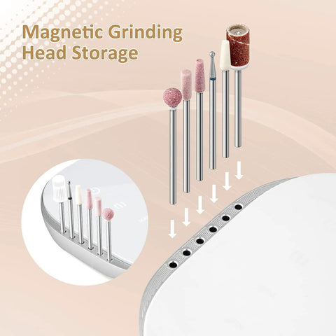 TopShelf Electric Nail Drill Machine With Touch Screen And Lcd Display For Acrylic And Gel Sanding Smooth Ride For Salon Or Home Manicure Sessions Compact Build In Pink with magnetic grinding head storage.