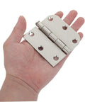 Heavy Duty Stainless Steel Door Hinges For Wood Interior Doors Featuring Built Tough Design And Zero Hassle Mounting For No Sweat Alignment And Smooth Daily Swings At Home Base held in a hand to show size and detail.