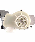 Genuine OEM Dishwasher Pump And Motor Assembly WD26X10013 Replacement Kit for most dishwashers, showing front view with circular fan detail