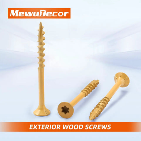 Tan Coated Outdoor Deck Screws 8 x 1 Inch Self Tapping Wood Screws With Torx Star Drive Coarse Threads For Exterior Use