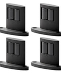 Set Of Four Sliding Barn Door Bottom Floor Guides With Double Sided Roller Design For Smooth Quiet Operation In Durable Aluminum Alloy Floor Mounted Black Finish