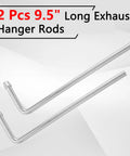 Exhaust Hanger Rods 9.5 Inch Long 90 Degree Bent Weld On Steel 2 Piece Set 3/8 Inch Thick Zinc Plated Low Carbon Steel