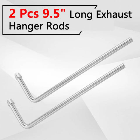 Exhaust Hanger Rods 9.5 Inch Long 90 Degree Bent Weld On Steel 2 Piece Set 3/8 Inch Thick Zinc Plated Low Carbon Steel