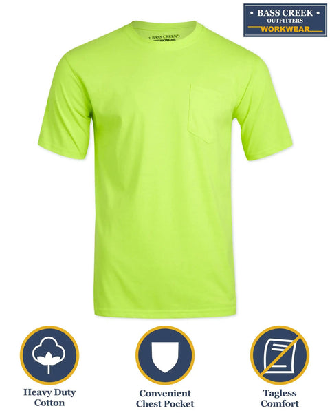 High Visibility Safety Shirts for Men 4 Pack Short Sleeve Workwear Yellow Orange Durable Heavyweight Cotton with chest pocket