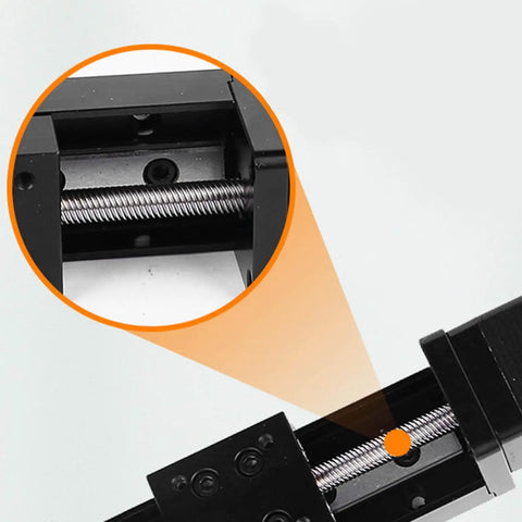 Close-up of Heavy Duty 200Mm Stroke Xyz Linear Stage Actuator with visible drive screw and rail design.