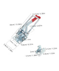 Heavy Duty Toggle Latch Clamp With 2183lbs Holding Power And Quick Release Pull Hasp For Freezer Doors Gun Vests And Toolboxes Made From Strong Galvanized Iron dimensions with measurements displayed.