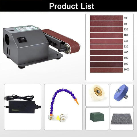 GFJYKDL 350W Wet Dry Belt Sander Electric Knife Sharpener With Polishing Blade Adjustable Multi Function Grinder Machine components layout