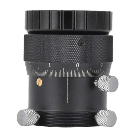 Front view of Pro Grade Aluminum 1.25 Inch Inner T Interface Double Helical Focuser For Telescopes showing adjustment knobs.