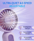 Mini Portable Fan 3 Pack Pocket Sized Handheld Battery Operated Personal Fans With 3 Speeds USB Rechargeable showing speed settings