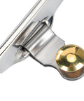 Close-up of stainless steel horse spurs for men and women with brass swing button, American style spurs