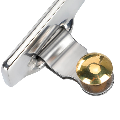 Close-up of stainless steel horse spurs for men and women with brass swing button, American style spurs