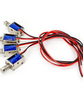 Tiny 12V Micro Push Pull Solenoid Electromagnet set with 4mm stroke, 5.5W power, metal build, red and black wires for DIY projects.